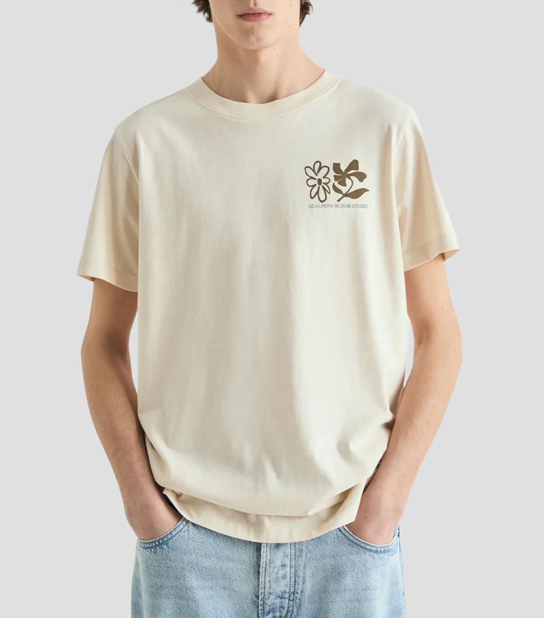 Playera cuello redondo manga corta con estampado Hombre